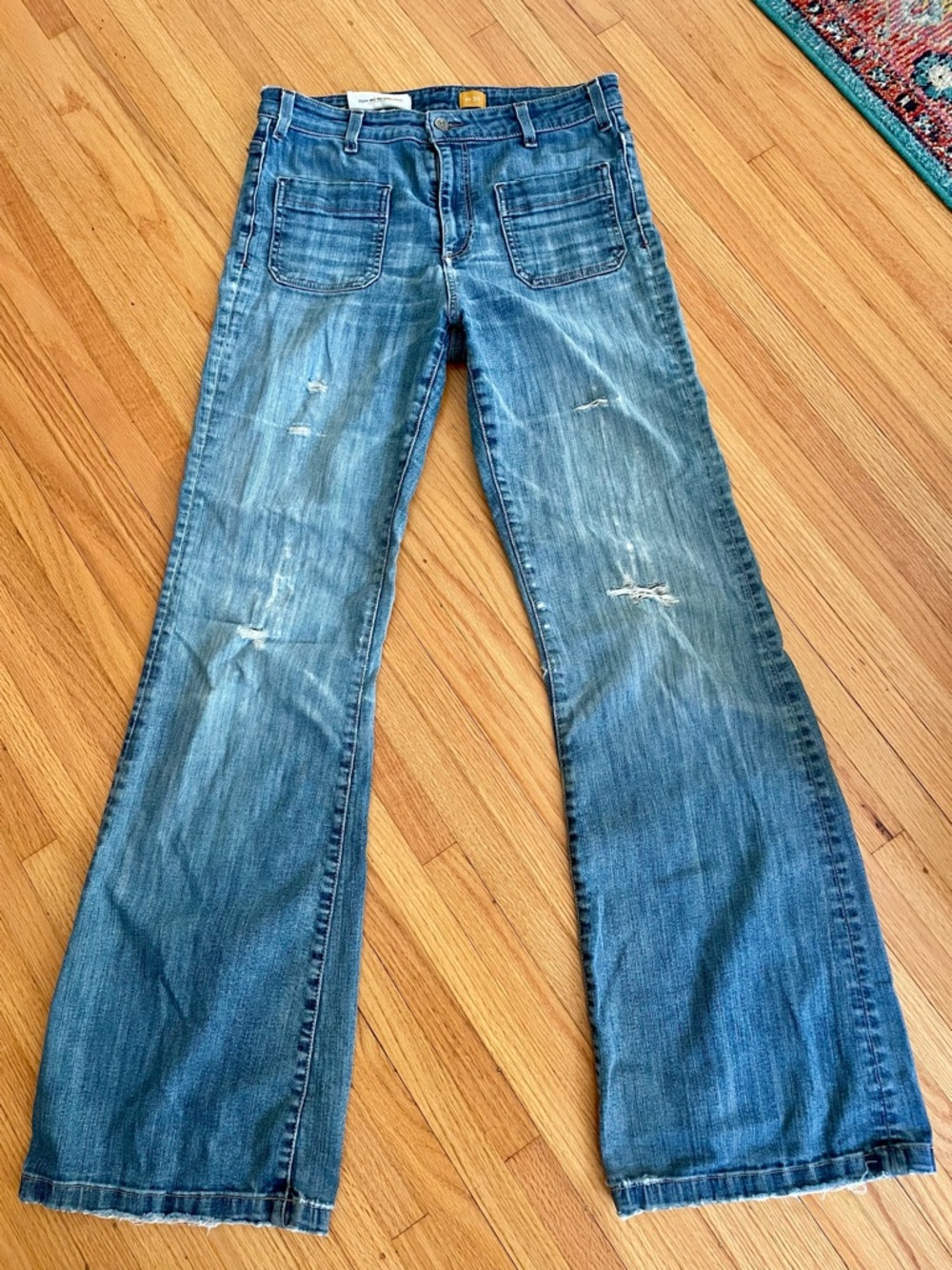 Pilcro and the Letterpress Mid-Rise Wide Leg Distressed Jeans 30